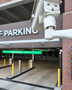 ALPR automated license plate recognition technology at parking garage entrance