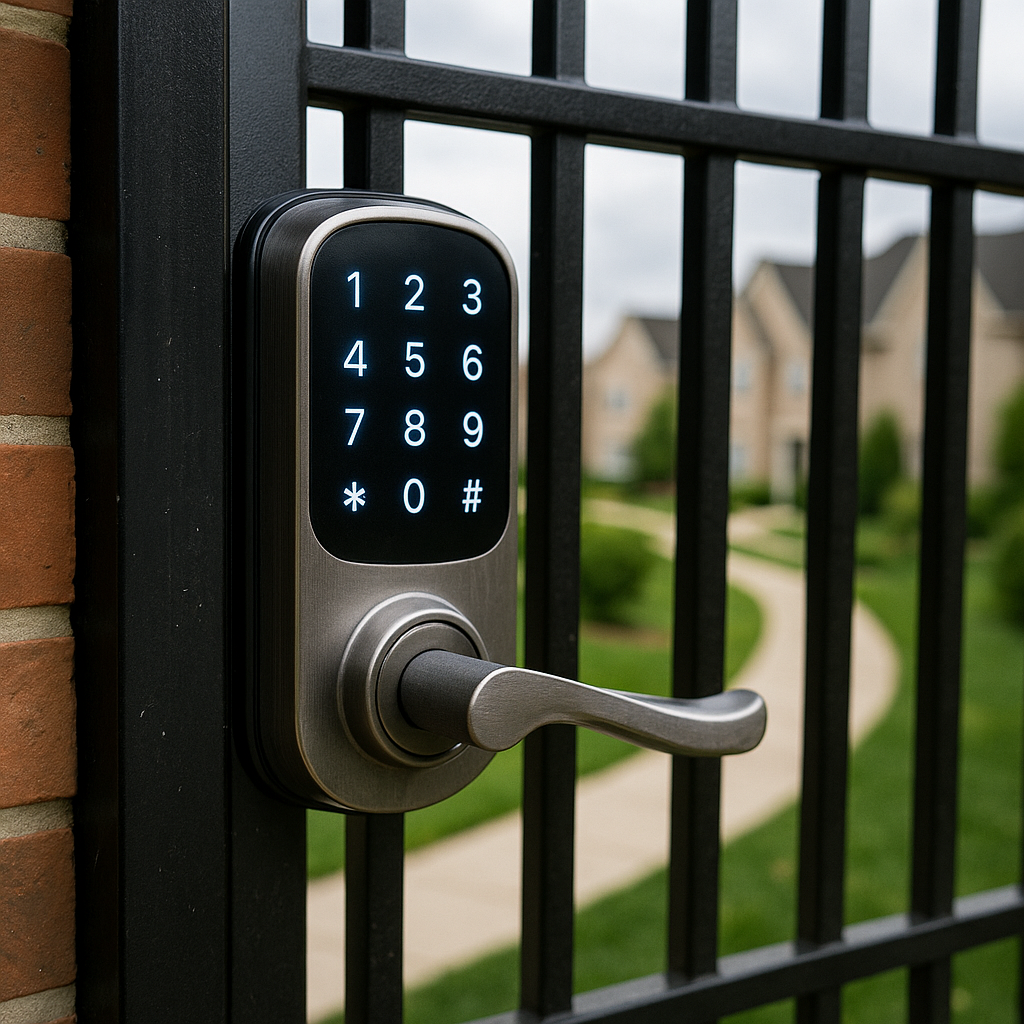 smart lock on community pedestrian entrance smart lock on community pedestrian entrance