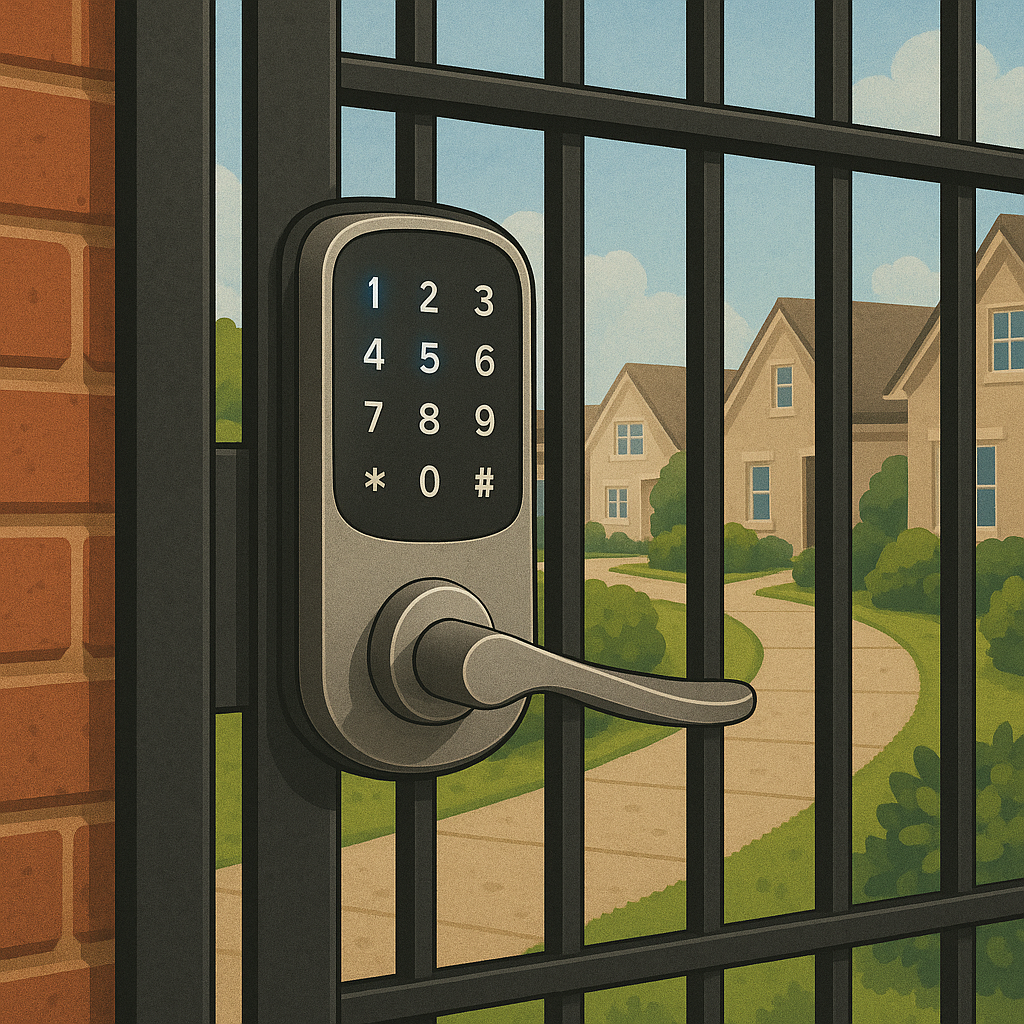 smart lock on community pedestrian entrance smart lock on community pedestrian entrance