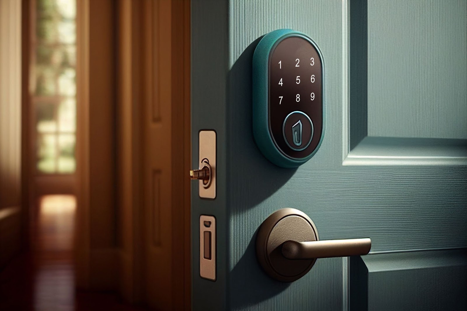 undefined (2) Smart lock keypad used to access a shared property or amenity, as part of IZCloud’s unified vehicle and door access control system.