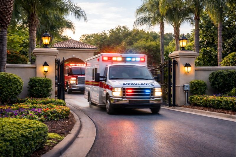 Ambulance and Fire Truck coming thru HOA Gate
