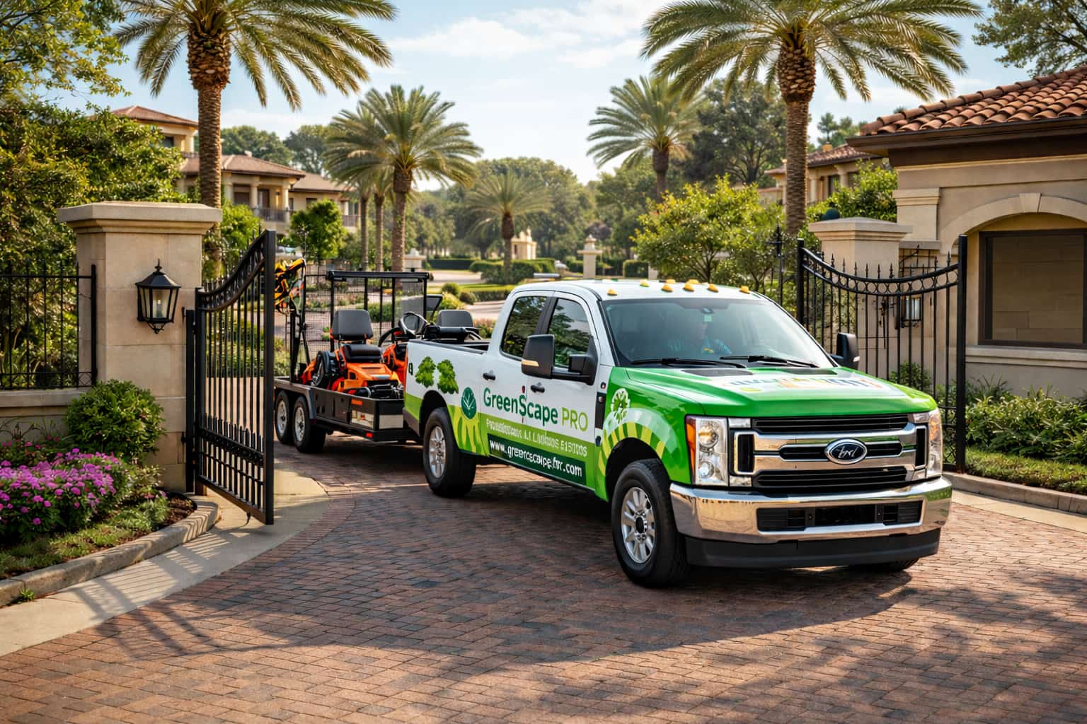 Landscaping truck entering HOA